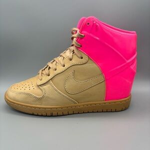 Nike Dunk Sky-Hi‎ Vachetta Tan Pink Flash Women’s Size 6.5 Hidden Wedge Sneakers